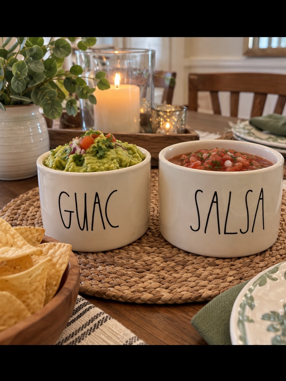 Rae Dunn White Ceramic Guac & Salsa Bowls - Set of 2